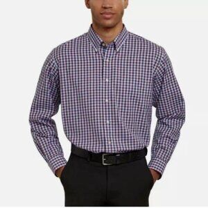 NEW Kirkland Signature Mens 15.5-32/33 Traditional Plaid Button-Down Shirt
